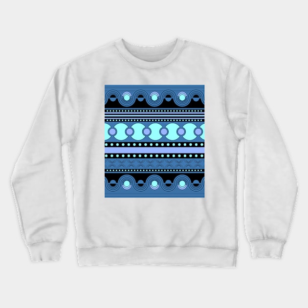 Geometrical ornament in blue tones Crewneck Sweatshirt by BumbleBambooPrints